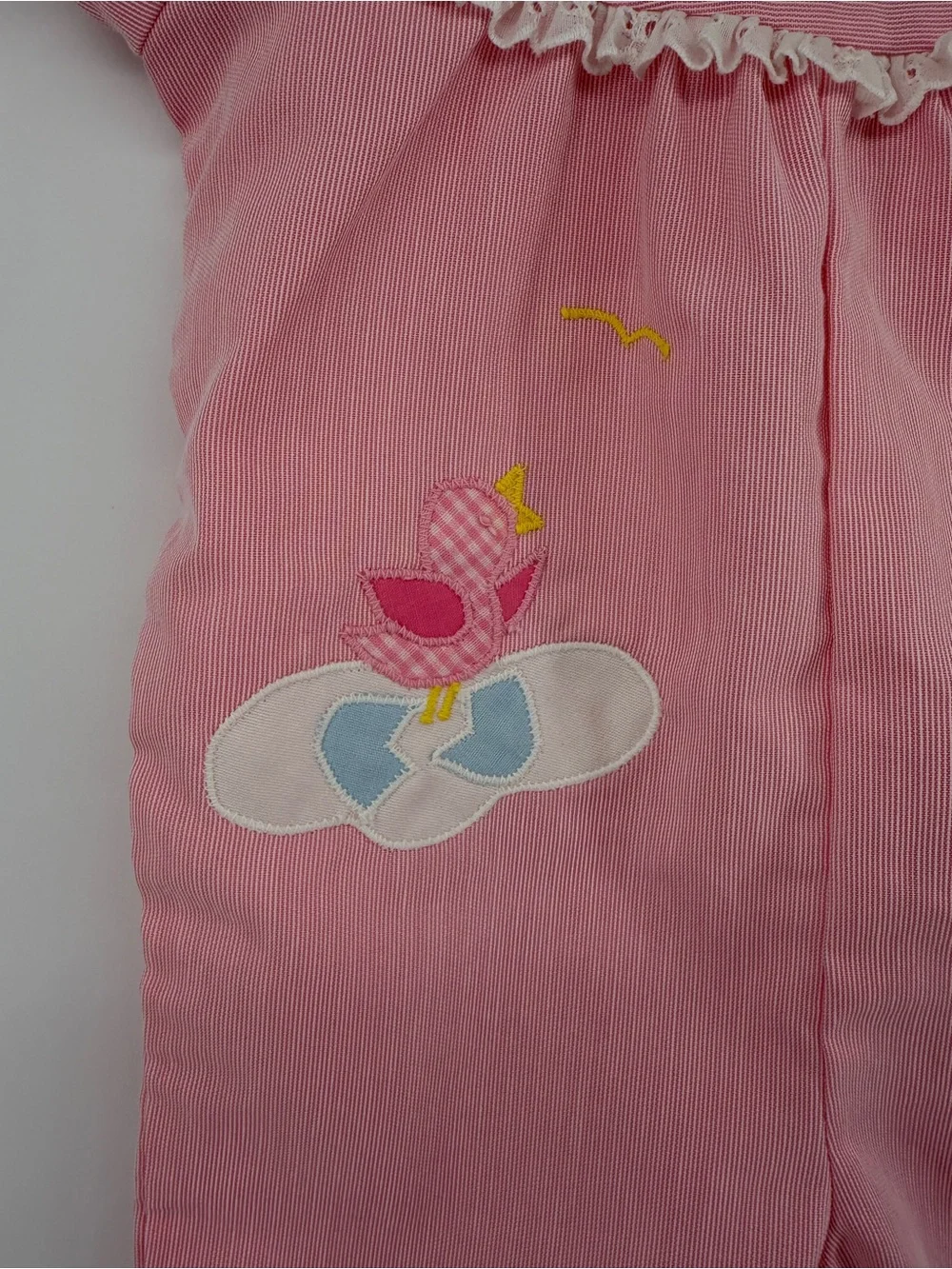 VTG Grandmillennial Cottagecore Coquette Thomas Pink Stripe Ruffle Romper 6-9M